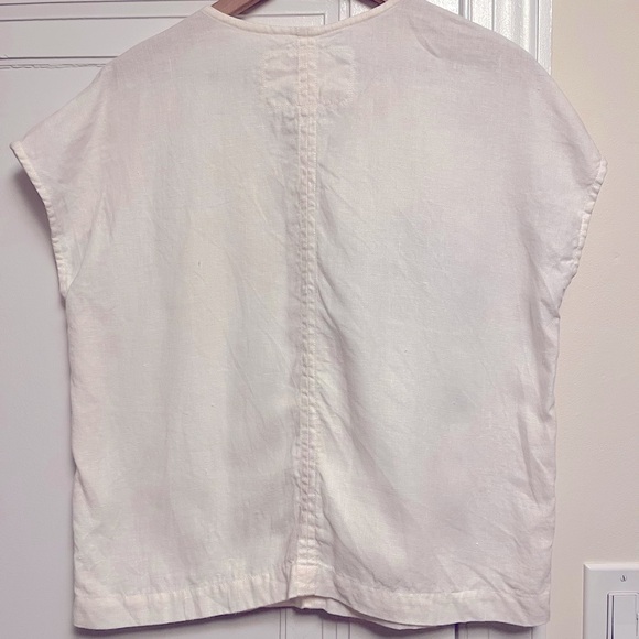 NPL Not Perfect Linen Malta Boxy Linen Top in White Sz S - Picture 2 of 8